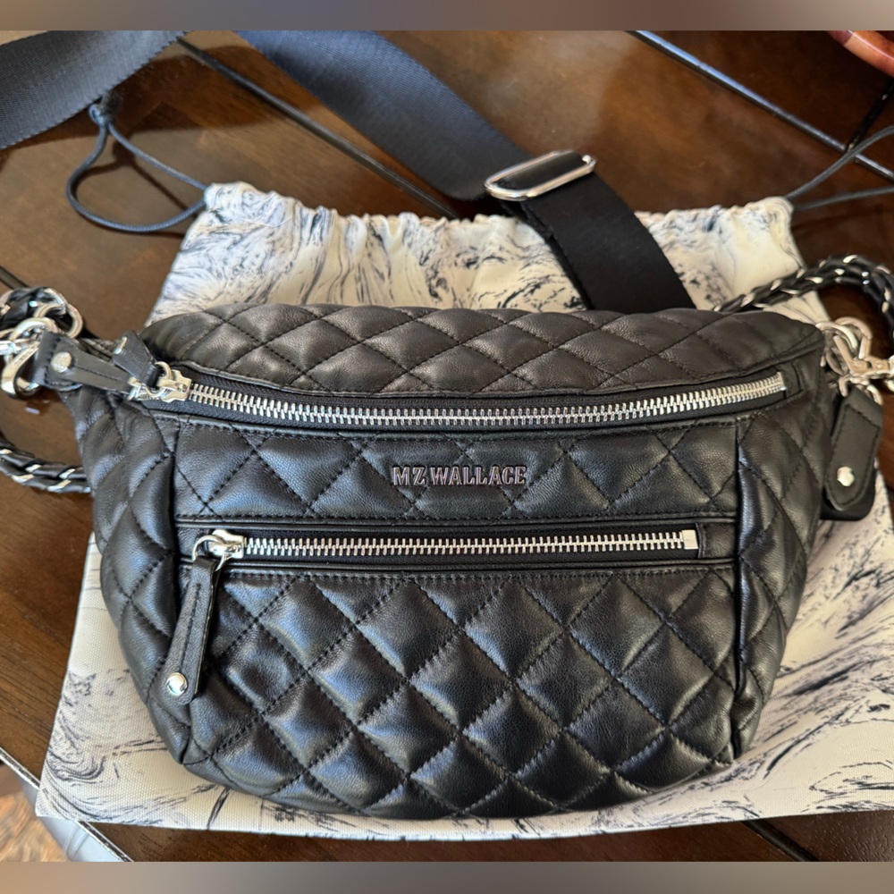 MZ Wallace Black Quilted Crossbody Bag ITALIAN LEATHER * LIMITED EDITION